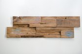 Houtstrip Teakhout Plank Lombok Boot Verf Kleurrijk - Gerecycled - 55,2x18,4x1-3cm