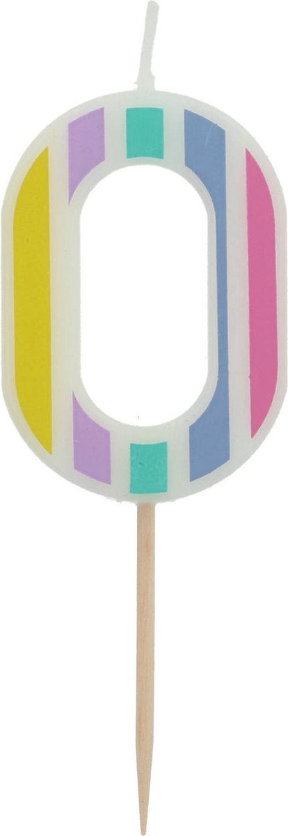 Folat - Kaars Pastel meerkleurig - cijfer 0