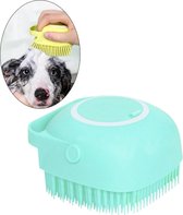 Schoonmaakborstel met zeepdispender - Hondenborstel - Blauw - Huisdier borstel - Borstel met zeep - Verzorgingsborstel