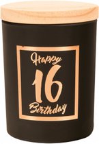 Verjaardag - Geurkaars - Black/Rose - Happy Birthday - 16 jaar - giftbox zwart/goud - In cadeauverpakking
