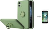 Apple iPhone 12 | 12 Pro Back Cover | Telefoonhoesje | Ring Houder | Groen + 1x Screenprotector