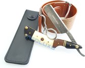 MEDLUXY - Damascus Staal Open Scheermes - Uniek - Shavette Barbiersmes - Beautiful Bone hout handvat - Kapper Scheermes