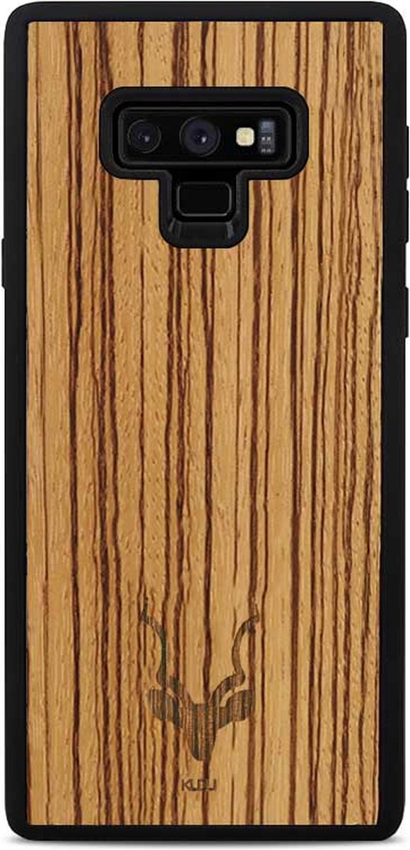 Kudu Samsung Galaxy Note 9 hoesje case - Houten backcover - Handgemaakt en afgewerkt met duurzaam TPU - Zebrano - Zwart
