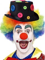 Ensemble de costume de Clown perruque colorée avec chapeau haut de forme noir avec boutons - Costumes et accessoires de clowns de carnaval