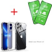 iPhone 13 Hoesje Doorzichtig met Extra Camera Bescherming + 2 Screenprotectors - iPhone 13Cover Transparant - Compatible voor iPhone 13 - Doorzichtig