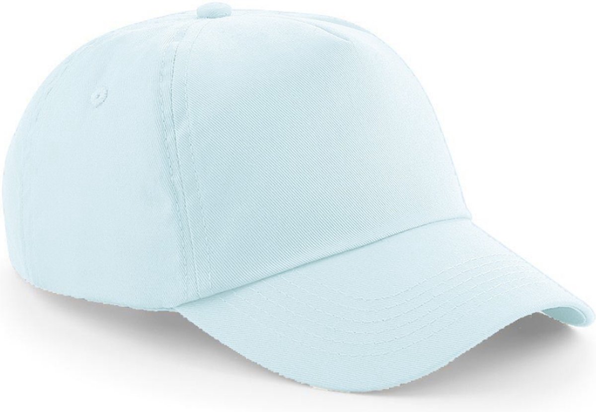 Katoenen zomerpet baseball cap kleur licht pastell blauw maat one size achter verstelbaar
