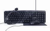 Gembird 4-in-1 - Office Kit - USB Keyboard - Muis - Headset - Microfoon - Headset - Muismat - US Layout - Zwart