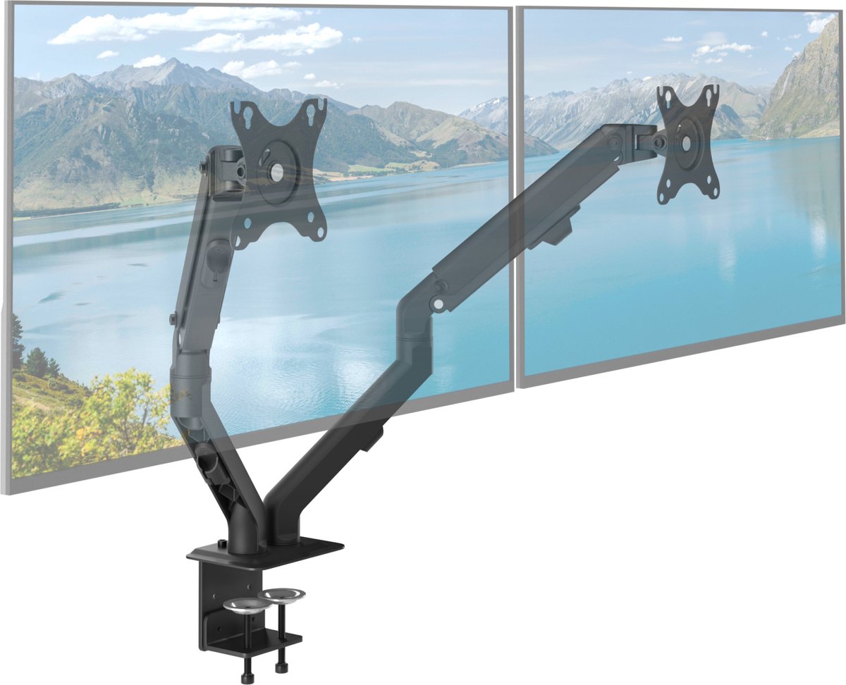 ACROPAQ Monitor arm - Voor 2 scherm, Veersteun, 17 tot 27 inch - AM4524B