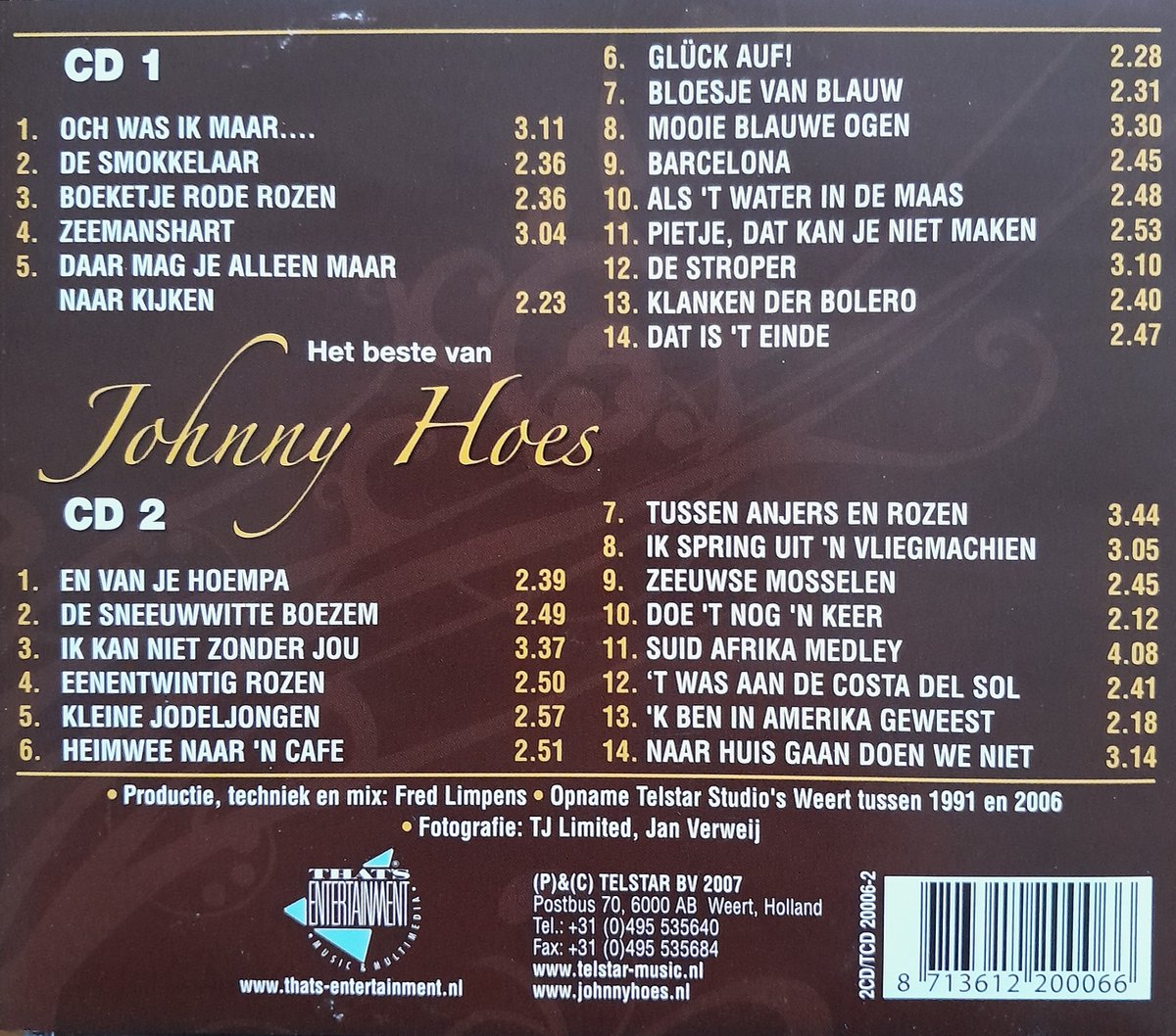 Het Beste Van Johnny Hoes, Johnny Hoes CD (album) Muziek