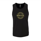 Zwarte Tanktop sportshirt met "Limited Special Edition" Print Goud Size M
