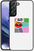 Silicone Back Case Geschikt voor Samsung Galaxy S22 Pro Telefoon Hoesje met Zwarte rand Popart Princess