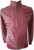 Echt leer - Lederen biker jacket heren - Leren jas voor heren- Maat L- kleur Bordeaux