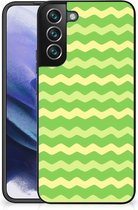 TPU Back Cover Geschikt voor Samsung Galaxy S22 Pro Smartphone Hoesje met Zwarte rand Waves Green
