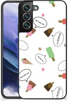 Silicone Back Case Geschikt voor Samsung Galaxy S22 Pro Telefoon Hoesje met Zwarte rand IJsjes