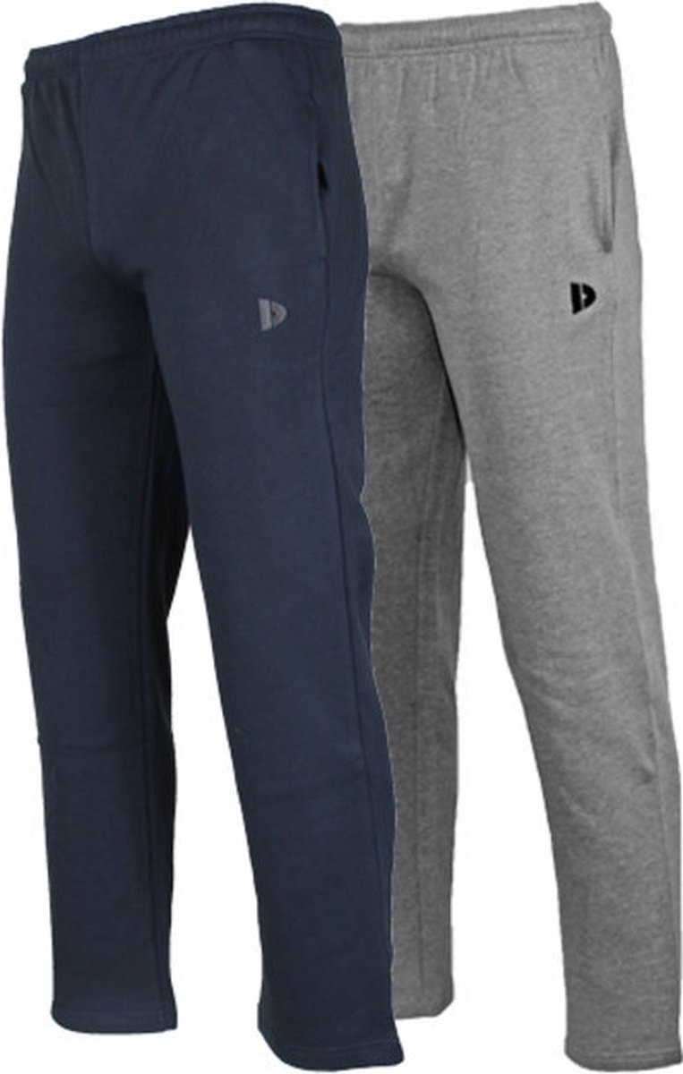 2-Pack Donnay - Joggingbroek rechte pijp (Wess) - Sportbroek - Heren - Navy/Silver-marl (256) - maat L