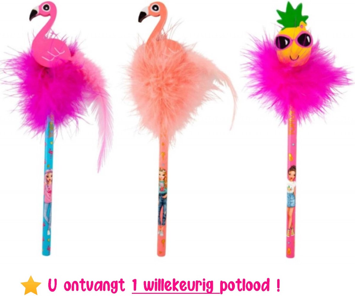 Top Model Tropical potlood - 1 exemplaar - Flamingo of Ananas - 20 cm - Met gum