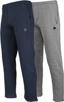 2-Pack Donnay - Joggingbroek rechte pijp (Wess) - Sportbroek - Heren - Navy/Silver-marl (256) - maat 3XL