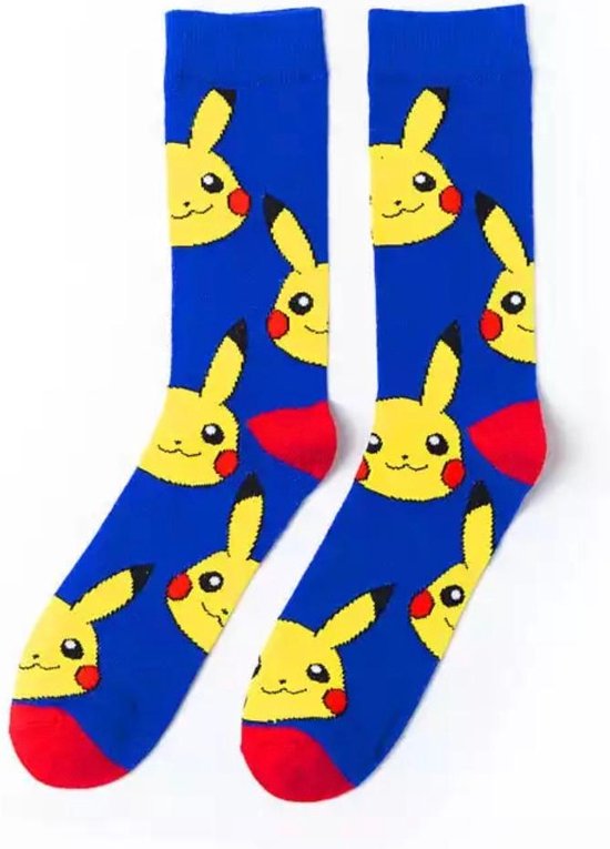 Pokemon Sokken-Pikachu-Grappig-Unisex-One size – Blauw/Rood/Geel