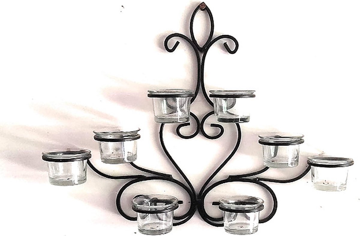N3 Collecties Wandhangende theelichthouder met 8 glazen bekers voor huisdecoratie geschenken Wandkandelaars .