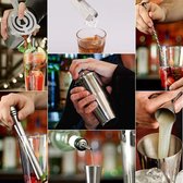 Cocktailshaker Set, 12 Stuks Barkeeper-Bar-Kit Cocktail Set met Houten Standaard - 750 (ml) - Roestvrij Staal Cocktail Mixer Bar Set
