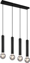 LED Hanglamp - Hangverlichting - Torna Claro - E27 Fitting - 4-lichts - Rond - Mat Zwart - Aluminium