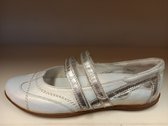 Helioform ballerina met bandjes - wit/zilver - uitneembaar voetbed - wijdte G - maat 7 - maat 40,5