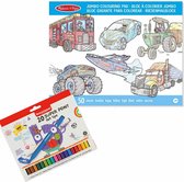 Teken/kleur boek met 50 paginas van voertuigen met 20 Bruynzeel viltstiften - Jongens cadeau