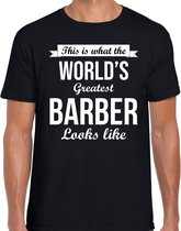 Worlds greatest barber cadeau t-shirt zwart voor heren - Cadeau verjaardag t-shirt kapper XL