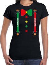 Carnaval t-shirt Limburg bretels en strik voor dames - zwart - Limburg Carnavalsshirt / verkleedkleding 2XL