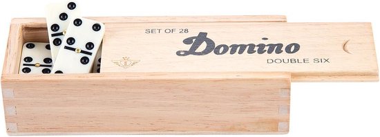 Thumbnail van een extra afbeelding van het spel 4x Dominostenenhouder met domino spel in houten doos 56x stenen - Kaarthouders - Standaarden