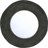 Liviza Madera zwarte spiegel rond - Hout - Handgesneden patronen