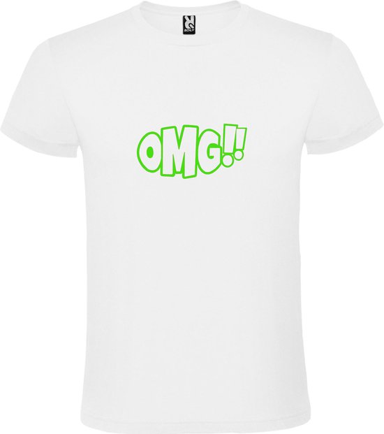 T-shirt Wit avec texte 'OMG!' (Ô mon Dieu) imprimé Vert taille XS