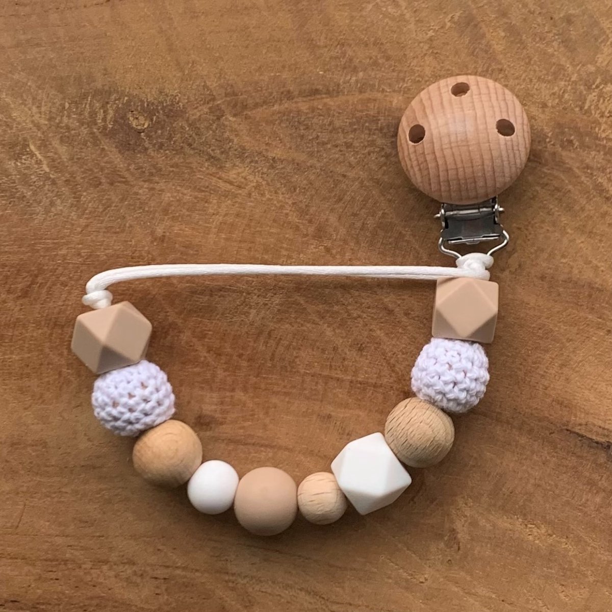 Goedkoopste Speenkoord Zand | Gender Neutraal | Kraamcadeau | Baby | Babyshower | Speenclip | Speenketting | Kralen | Bebbes