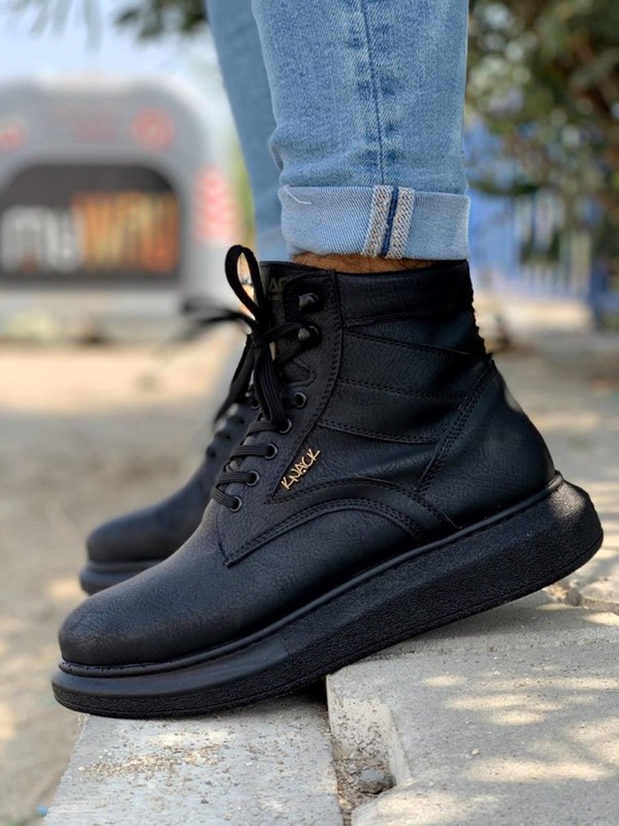 Knack Heren Sneaker - helemaal zwart - hoge sneakers - schoenen - 404