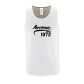 Witte Tanktop sportshirt met "Awesome sinds 1972" Print Zwart Size XL