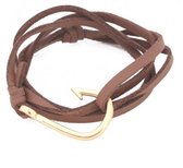 Touw armband met haak | bruin