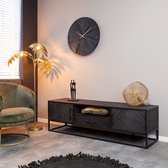 Tv meubel Oliver 165x45x50 cm zwart mangohout en metaal