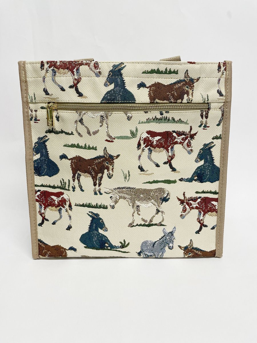 Signare Cityshopper – Boodschappentas - Gobelinstof - Happy Donkey - Ezel