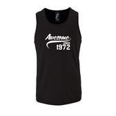 Zwarte Tanktop sportshirt met "Awesome sinds 1972" Print Wit Size XL