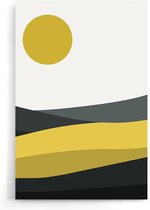Walljar - Grey Tones Mountains II - Muurdecoratie - Poster