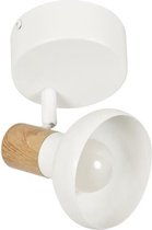 COREP Spot 1L Alvar tweekleurig in metaal met sticker met houteffect - E14 40 W - Wit en naturel