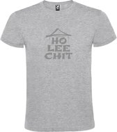Grijs t-shirt met " Ho Lee Chit " print Zilver size XXXXL