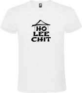 Wit t-shirt met " Ho Lee Chit " print Zwart size M