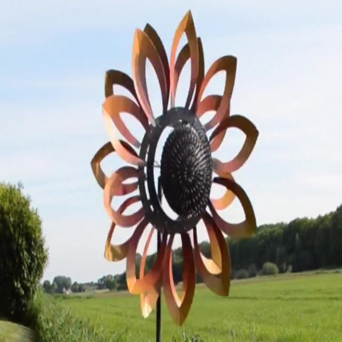 Relaxdays windmolen bloem, set van 2, windspinner tuin & balkon, HBD: 75x38x14 cm, reflecterende windspinner, kleurrijk