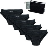 Cheeky Wipes Menstruatie ondergoed - Feeling Sporty + Wetbag - Set van 5 - Slip - Maat 36-38 - Zwart - Extra absorberend