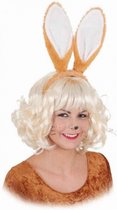 Diadeem met konijnen/Hazen oren bruin - Paashaas/Bunny accessoires