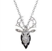 Akyol - Sterren beeld -  Valentijn cadeau - Eland - Gewei - zilver met zwart  - zilveren ketting - broche - zilveren broche - ketting - sieraden - collier - ketting met een hanger