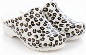 Sanita klompen klompen - Flex - model 314 - Wildlife Leopard wit - Maat: 38