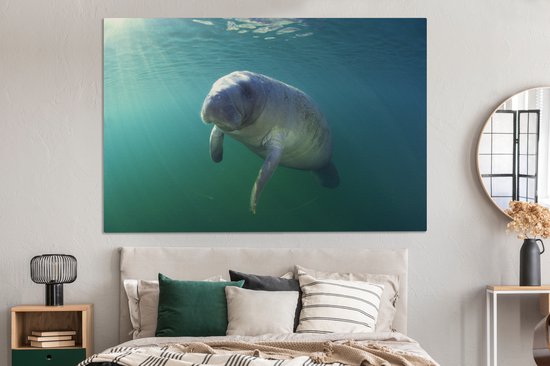 Toile Peinture Vache Mer - 180x120 cm - Décoration murale XXL