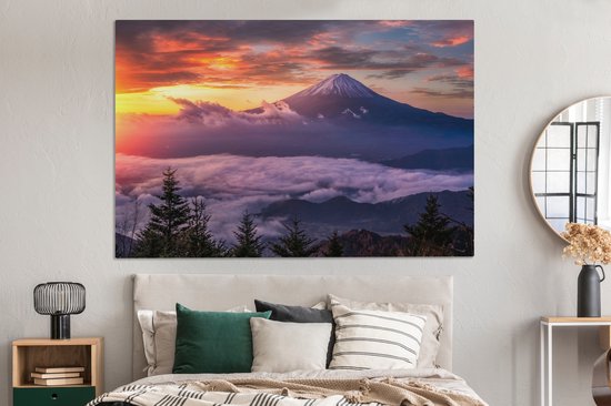 Tableau sur toile Montagnes dans la brume - 180x120 cm - Décoration murale XXL